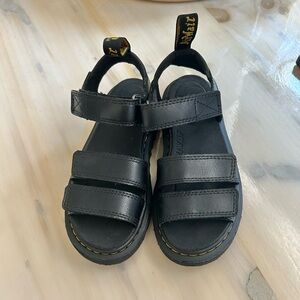 Dr. Martens Youth Klaire Leather Strap Sandals in black